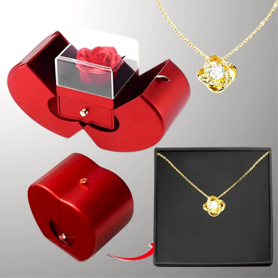 Coffret Rose Éternelle Avec Collier