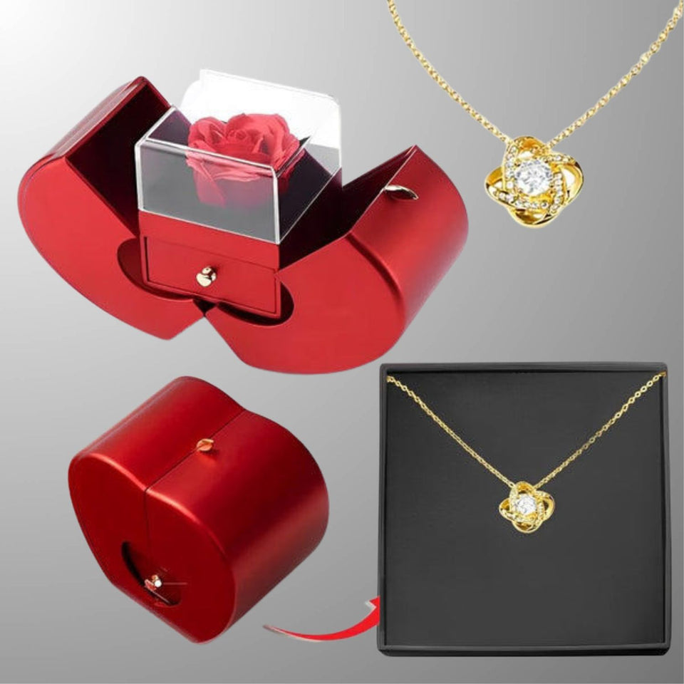 Coffret Rose Éternelle Avec Collier