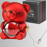 Ours En Rose Éternelle Avec Collier Personnalisé