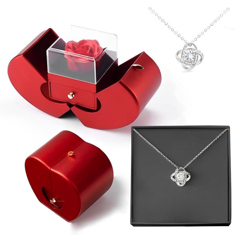 Coffret Rose Éternelle Avec Collier