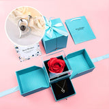 Tiffany Boîte à Bijoux Avec Rose Préservée Et Collier